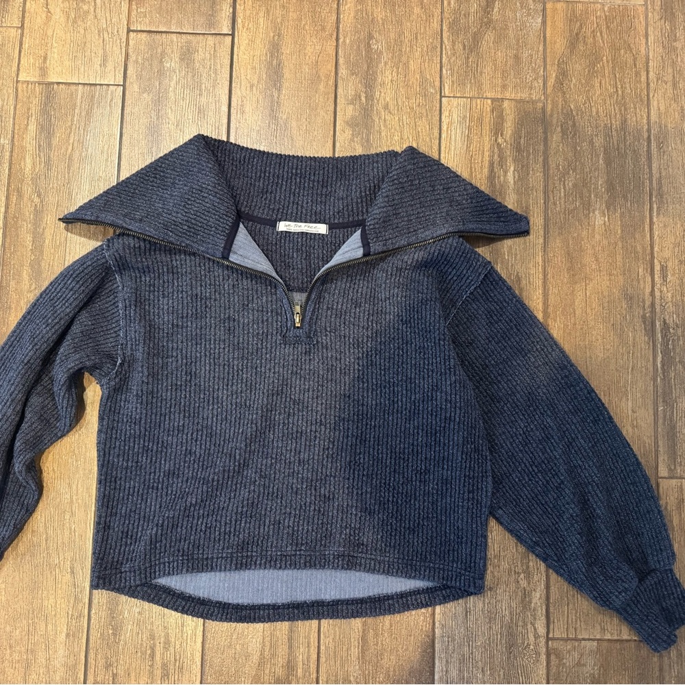 We The Free Charcoal Cowl Neck Sweater